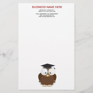 School owl with mortar board stationery