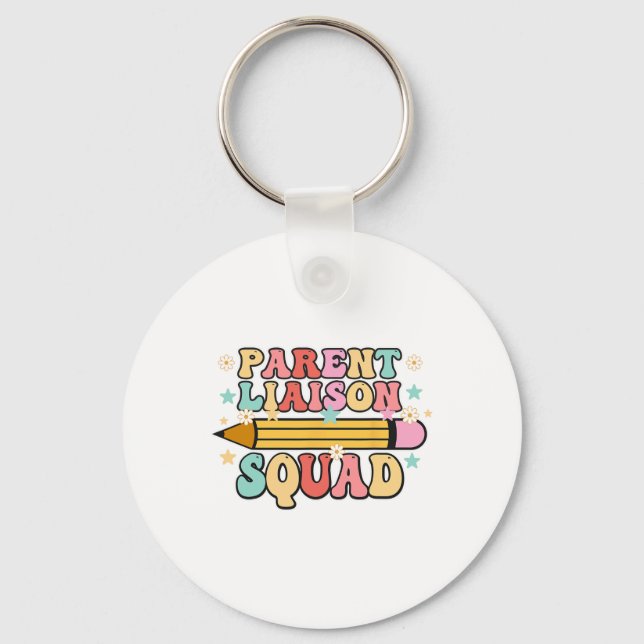 School Parent Liaison Squad Retro Back To School  Key Ring (Front)