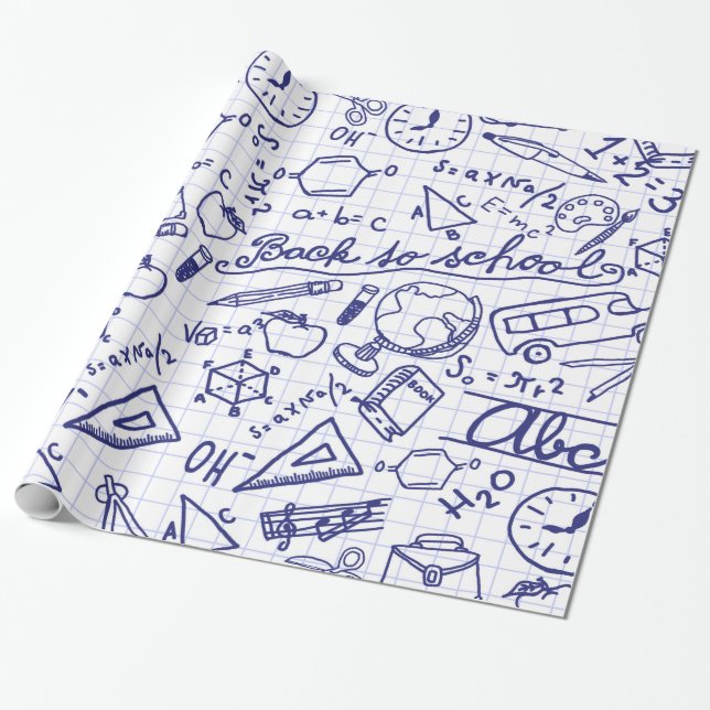 School pattern wrapping paper (Unrolled)