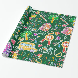 School pattern wrapping paper