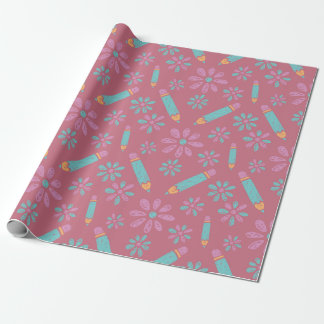 School Pencil Flower Seamless Wrapping Paper Magic