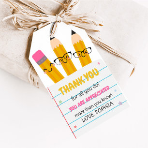 School Pencil Teacher Appreciation Favour Tags