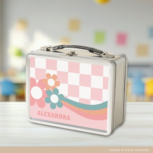School Personalised Metal Lunch Box (Add your girl´s name, and get her ready for back to school.)