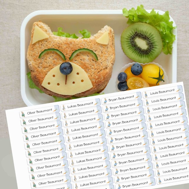 School Peter Rabbit Rectangle Waterproof Label  (kids lunch box labels)