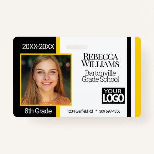 School Photo Badge - Black and Yellow ID Badge