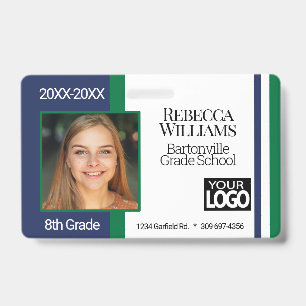 School Photo Badge - Blue and Green ID Badge