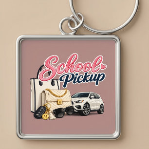 School Pickup Busy Mum Lifestyle Key Ring