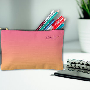 School Pink Ombre Custom Name Accessory Pouch