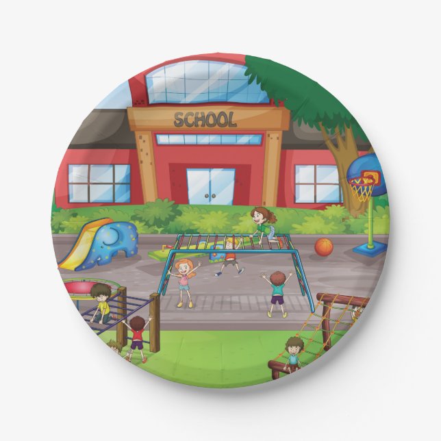 School Playground Paper Plate (Front)