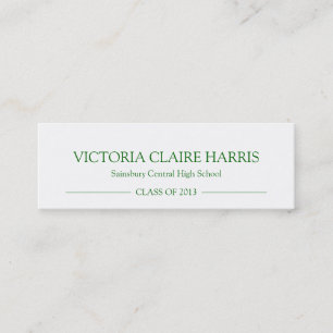 School pride graduation insert name card green