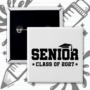 School Pride Graduation Year Senior Class of 2027 15 Cm Square Badge