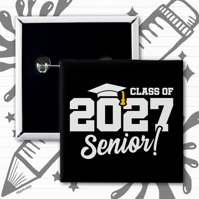 School Pride Graduation Year Senior Class of 2027 15 Cm Square Badge (Creator Uploaded)