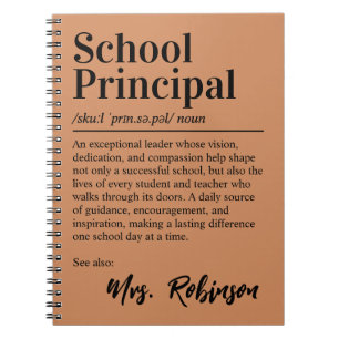 School Principal Definition Quote Warm Brown Cover Notebook