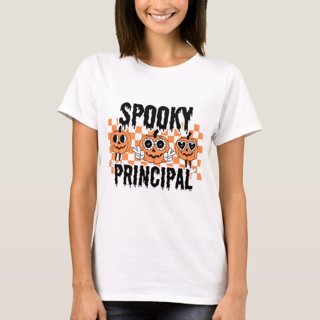 School Principal Halloween Spooky Principal Custom T-Shirt (Front)