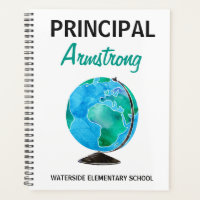 School Principal Watercolor Globe Personalised
