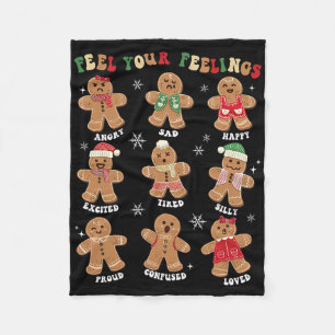 School Psychologist Christmas All Feelings Are Oka Fleece Blanket