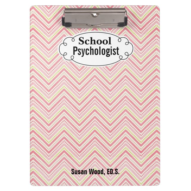 School Psychologist Custom Name Chevron Clipboard (Front)