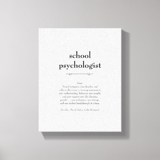 School Psychologist Definition Thank You Gift Canvas Print (Front)