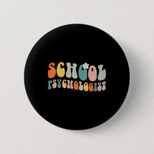 School Psychologist Groovy Retro Vintage Psycholog 6 Cm Round Badge