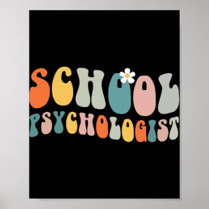 School Psychologist Groovy Retro Vintage Psycholog Poster