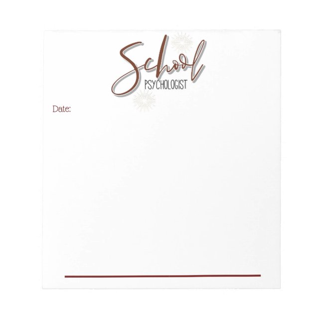 School Psychologist's Office Memo Notepad (Front)