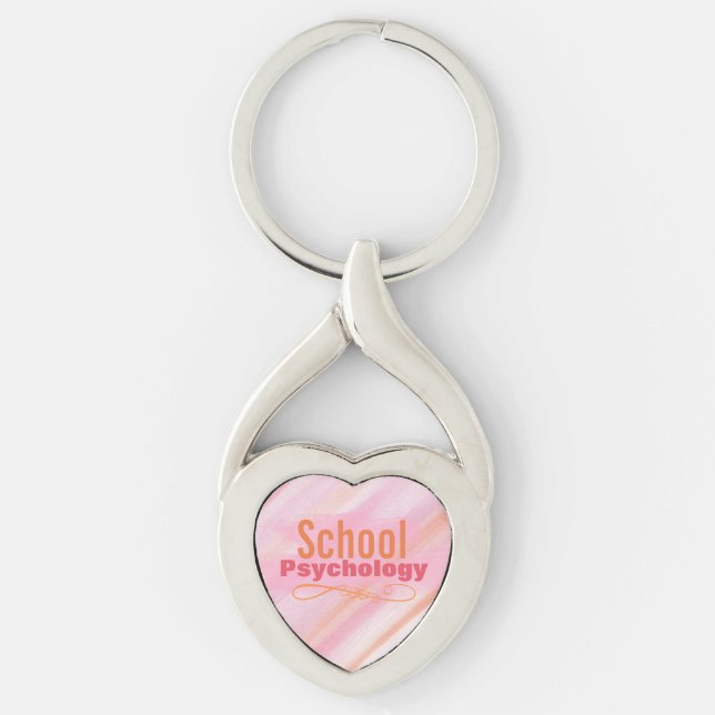 School Psychology Twisted Heart Key Ring (Front)