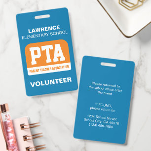 School PTA/PTO Volunteer Badge ID Badge