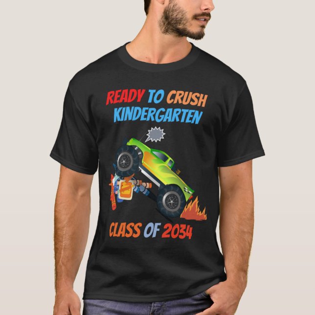 School, Ready To Crush Kindergarten Fun T-Shirt (Front)