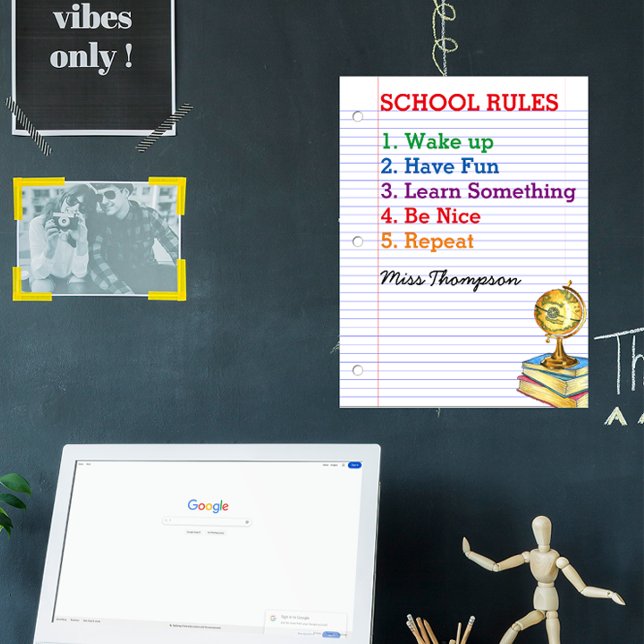 School Rules Lined Paper Personalised Classroom Poster (Creator Uploaded)