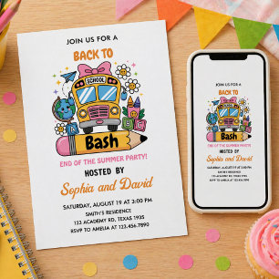 School’s Back Bash! of Summer 1st birthday Invitation