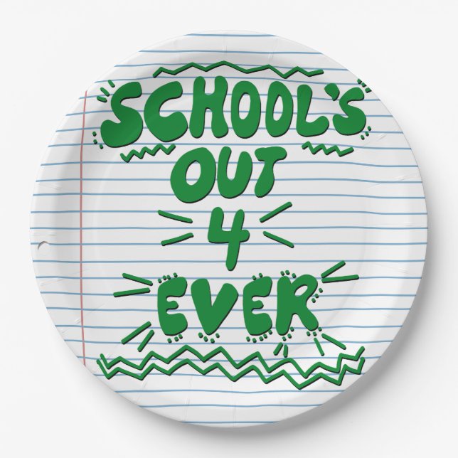 School’s Out Forever Loose Leaf Paper Plate (Front)