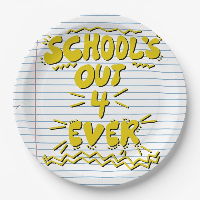 School’s Out Forever Loose Leaf Paper Plate (Front)