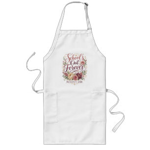 School’s Out Forever Teacher Retirement Retired Long Apron