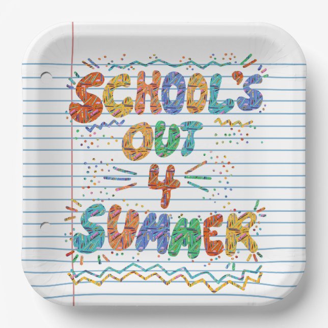 School’s Out Loose Leaf Paper Plate (Front)