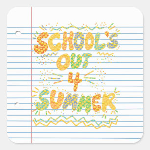School’s Out Loose Leaf Paper Square Sticker