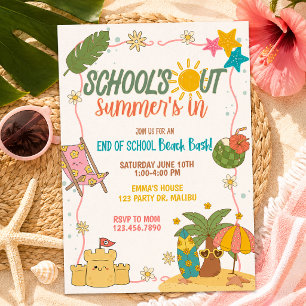 School’s Out Summer’s In, End of School Beach Part Invitation