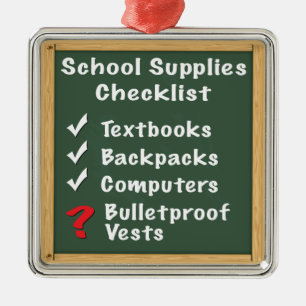 School Safety Supplies Checklist Metal Tree Decoration