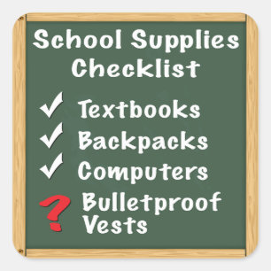School Safety Supplies Checklist Square Sticker