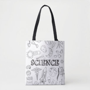 School Science Teacher Doodle Science Art Coloring Tote Bag