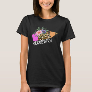 School Secretary Back To School Leopard Print Pen T-Shirt