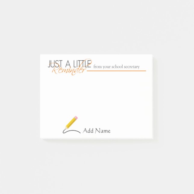 School Secretary Custom Name Post-it Notes (Front)