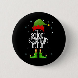 School Secretary Elf Xmas Funny Family Matching Ch 6 Cm Round Badge