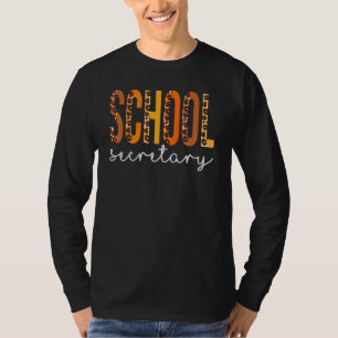 School Secretary Leopard Squad Cute Fall Autumn Th T-Shirt