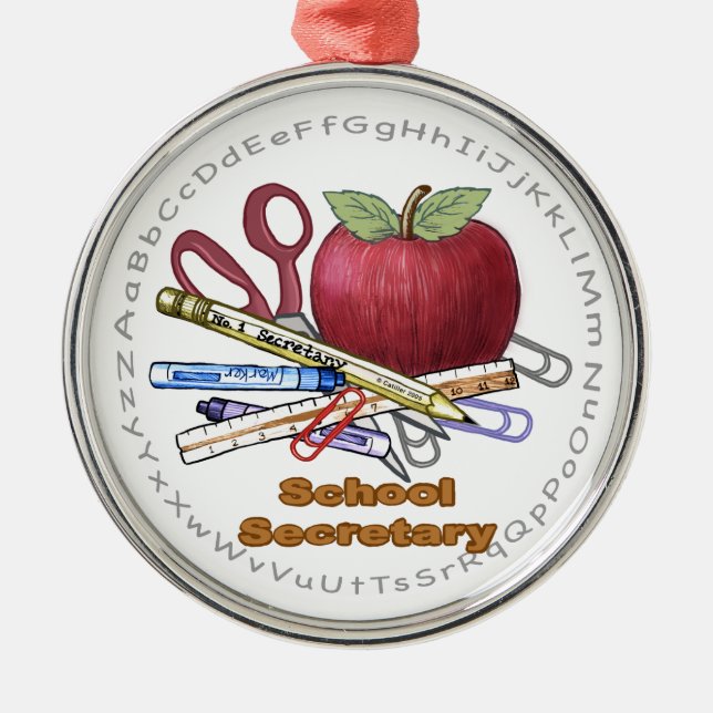 School Secretary premium round ornament (Front)