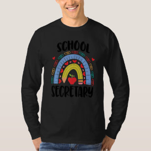 School Secretary School Rainbow Acedamic T-Shirt