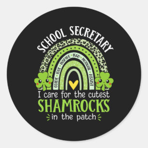 School Secretary St Patricks Day Cute Shamrocks Se Classic Round Sticker