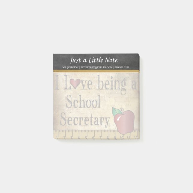 School Secretary | Vintage Style Post-it Notes (Front)