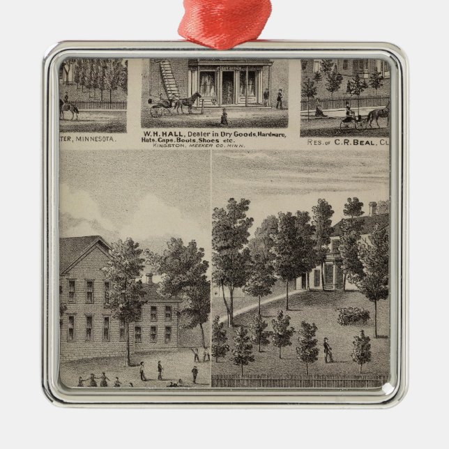 School, Seminary, Residences, Minnesota Metal Tree Decoration (Front)