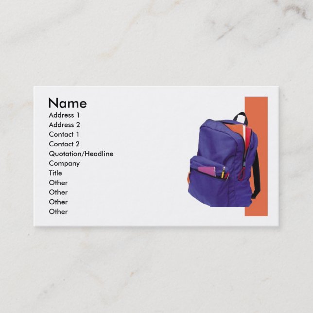 School Shatchel Business card (Front)