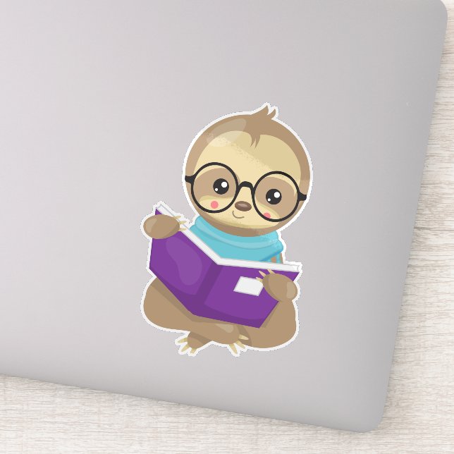 School Sloth, Cute Sloth, Baby Sloth, Eyeglasses (Detail)